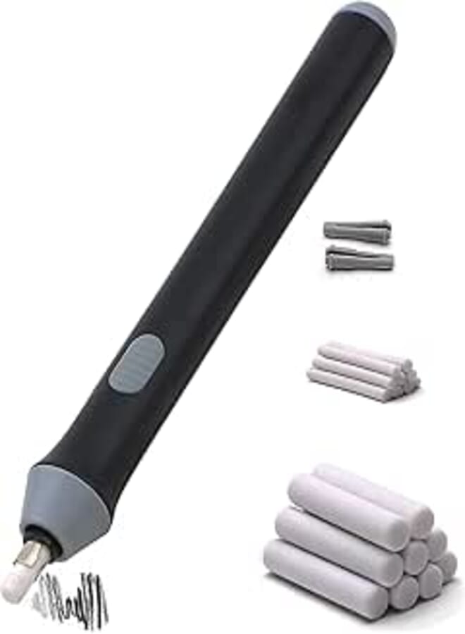 Electric Eraser Kit Automatic Portable Rubber Pencil Eraser with 22 Eraser(12 Big+10Small) and 1 Eraser Brush for Sketching Pencils Drafting Drawing Graphite Pencils